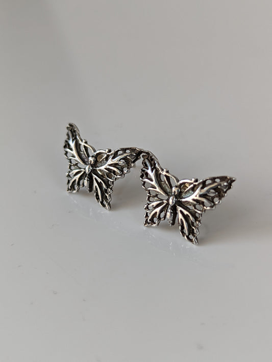 Silver Steed Butterfly Stud Earrings