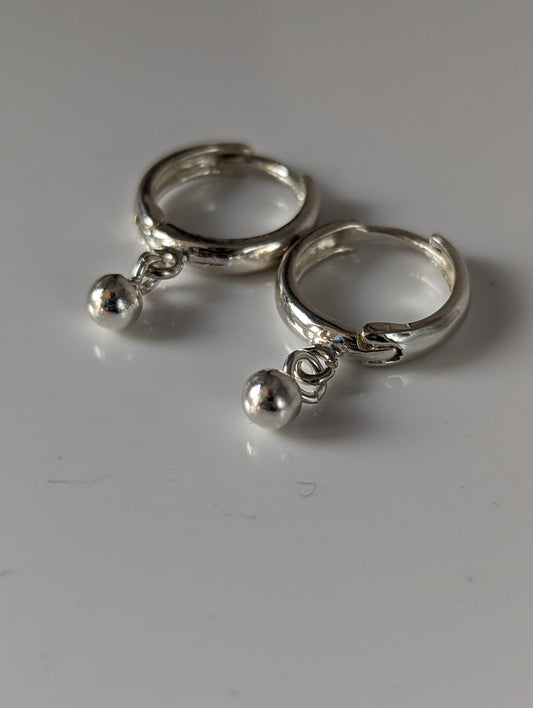 Silver Steed Ball Hoop Earrings