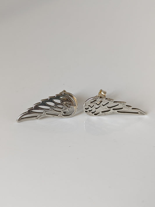 Silver Steed Angel Wings Stud Earrings