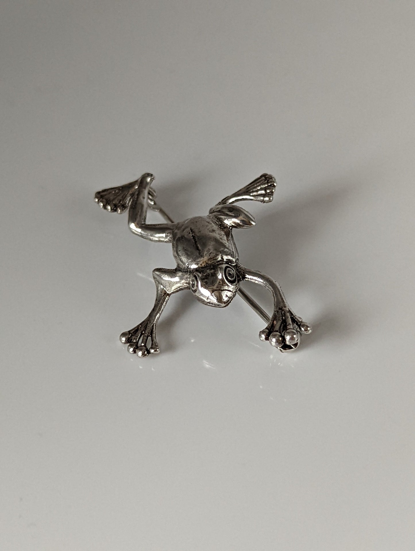 Silver Steed Leaping Frog Silver Brooch