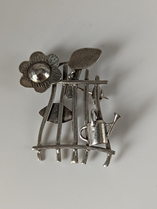 Silver Steed Garden Silver Brooch