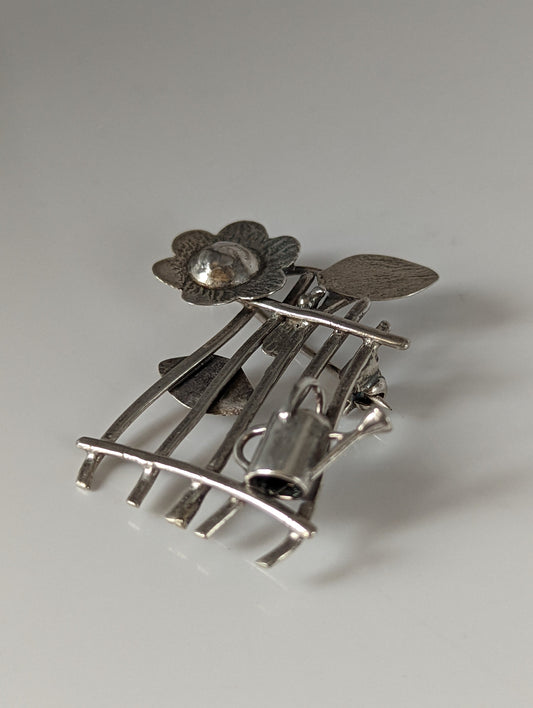 Silver Steed Garden Silver Brooch