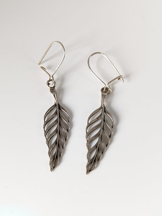 Silver Steed Tropical Leaf Dropped Earrings
