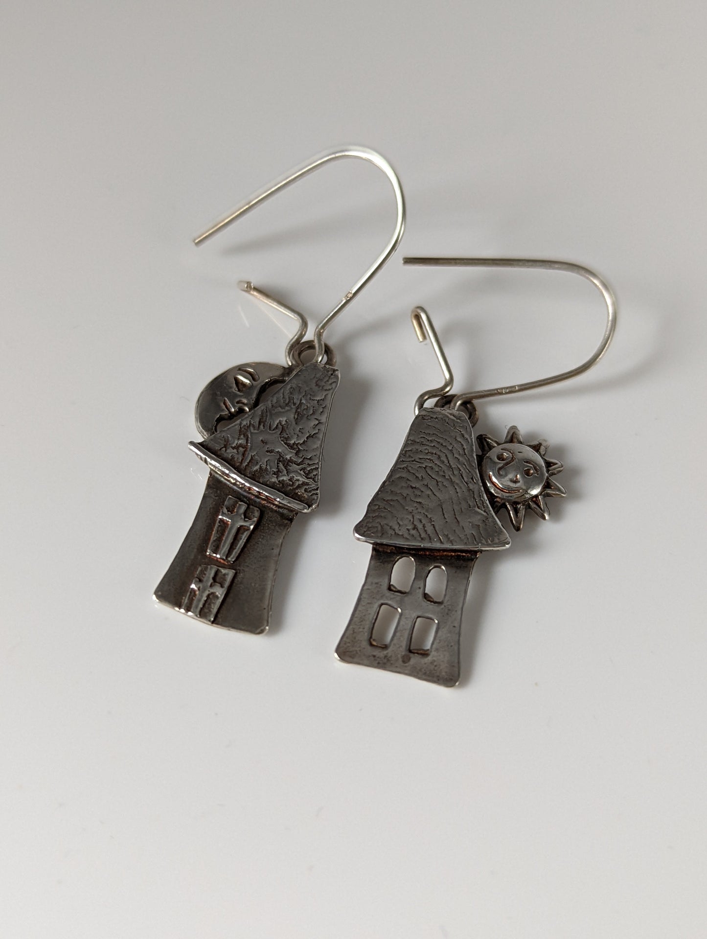 Silver Steed Day & Night House Dropped Earrings
