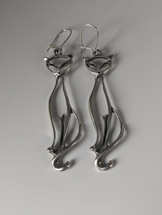 Silver Steed Feline Silver Dropped Earrings
