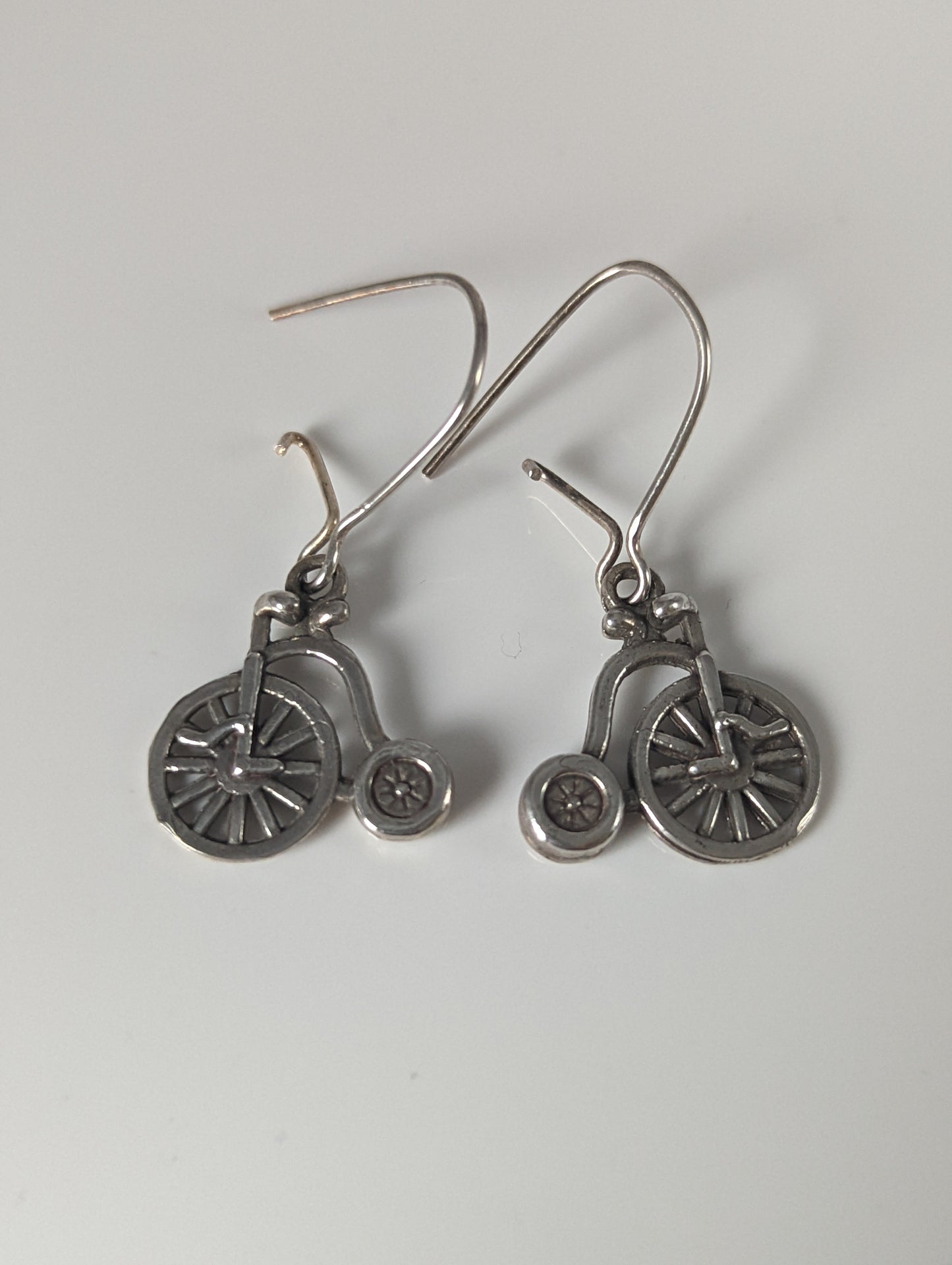 Silver Steed Penny Farthing Bike Dropped Earrings