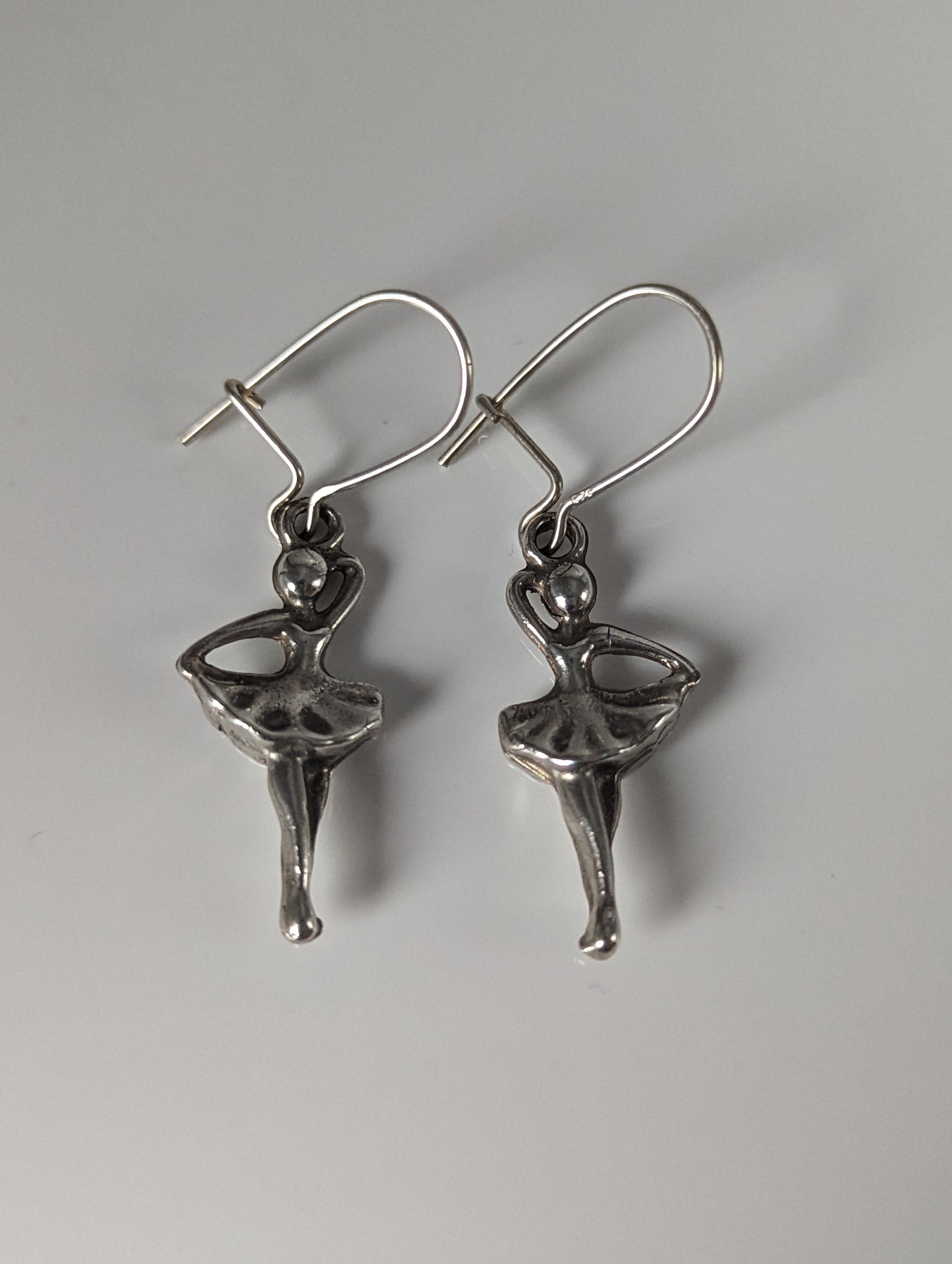 Silver Steed Ballet Dancer Forth Position Dropped Earrings