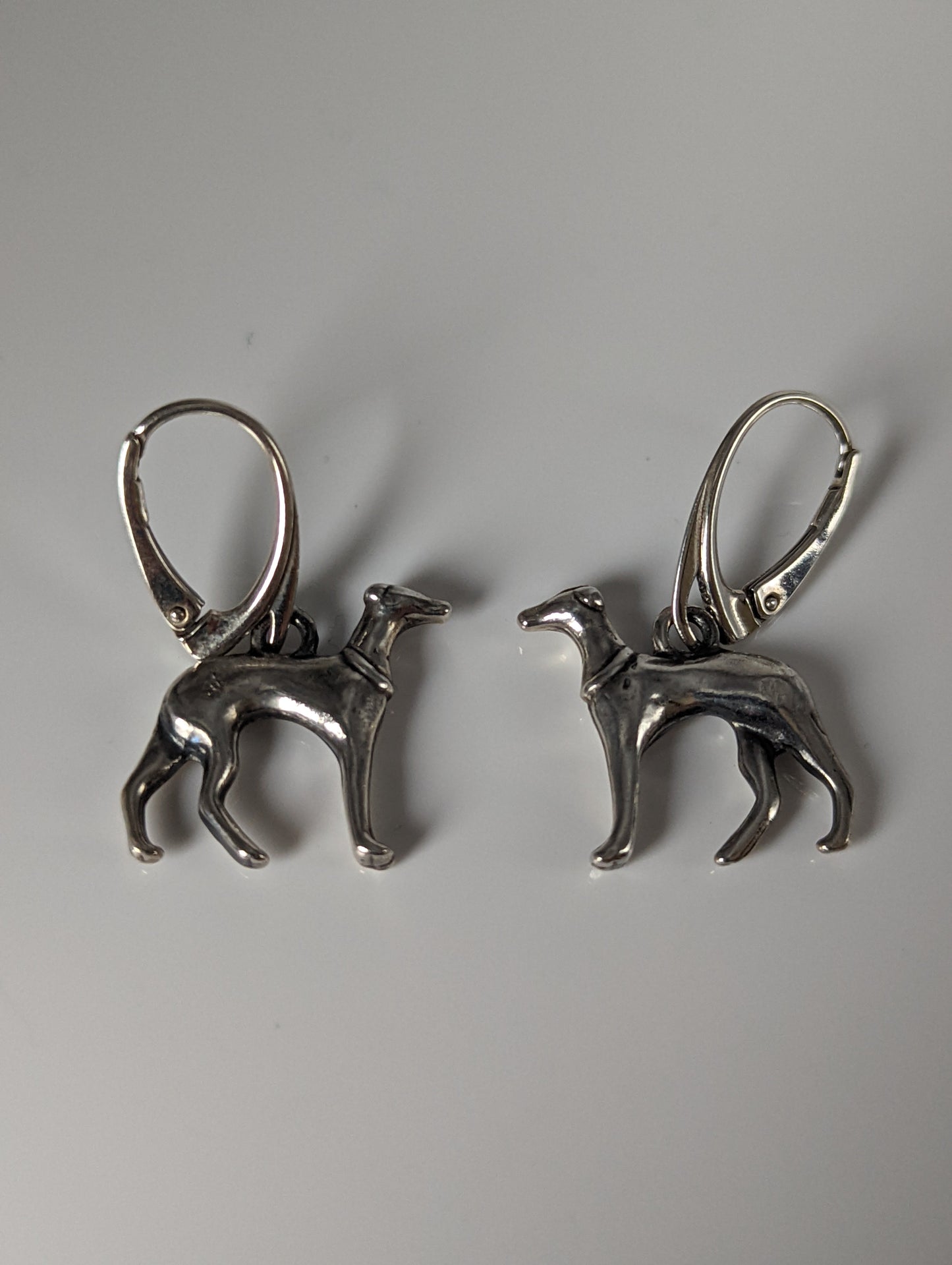 Silver Steed Dropped Greyhound Earrings