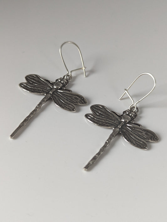 Silver Steed Dragonfly Dropped Earrings