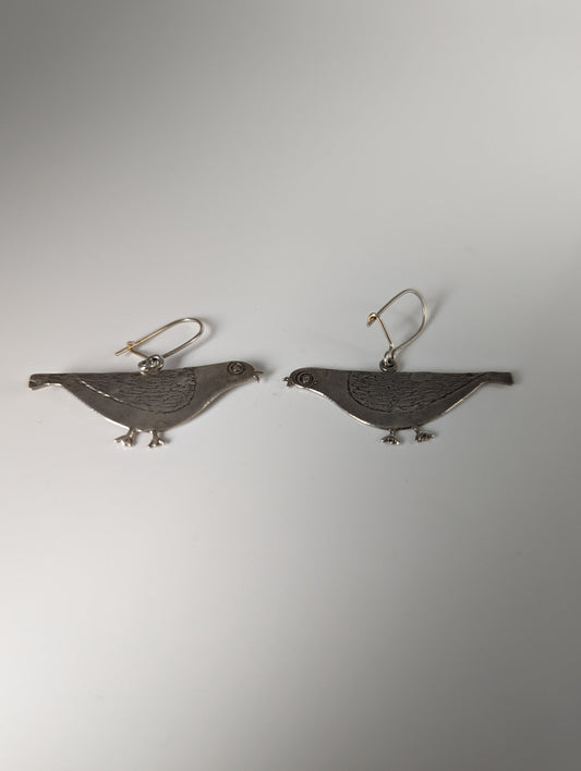 Silver Steed Pigeon Dropped Earrings