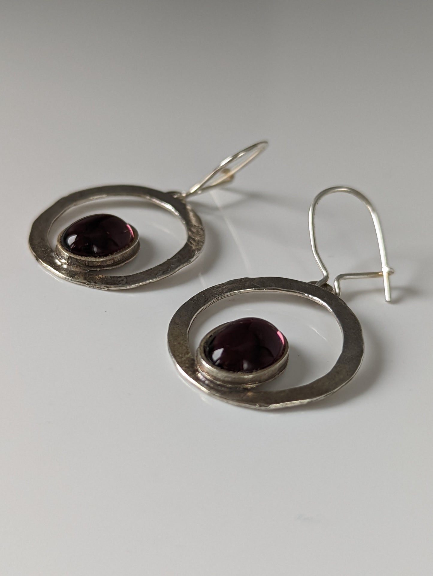 Silver Steed Purple Crystal Loop Dropped Earrings
