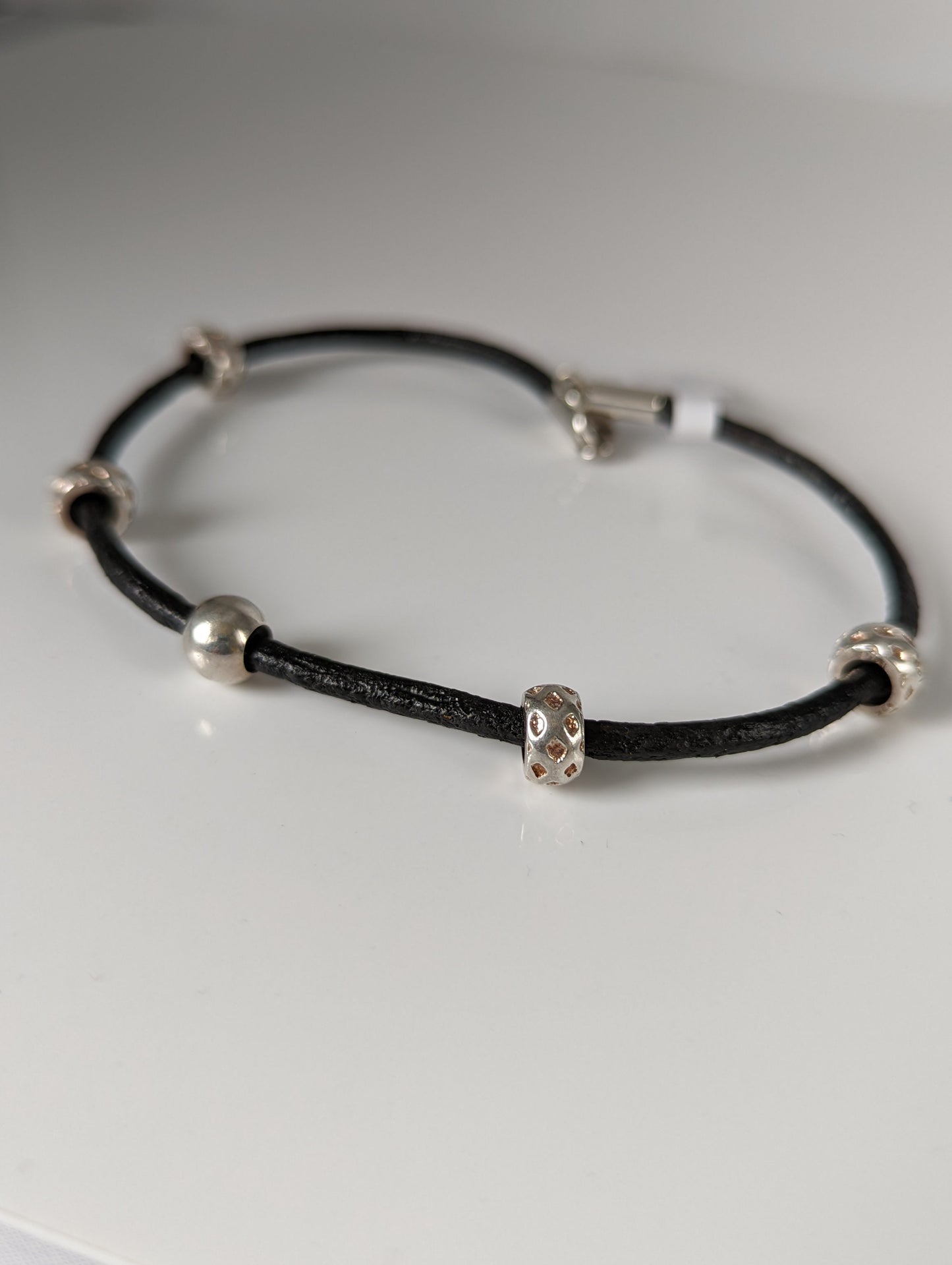 Silver Steed Silver Charms on Leather Cord Bracelet