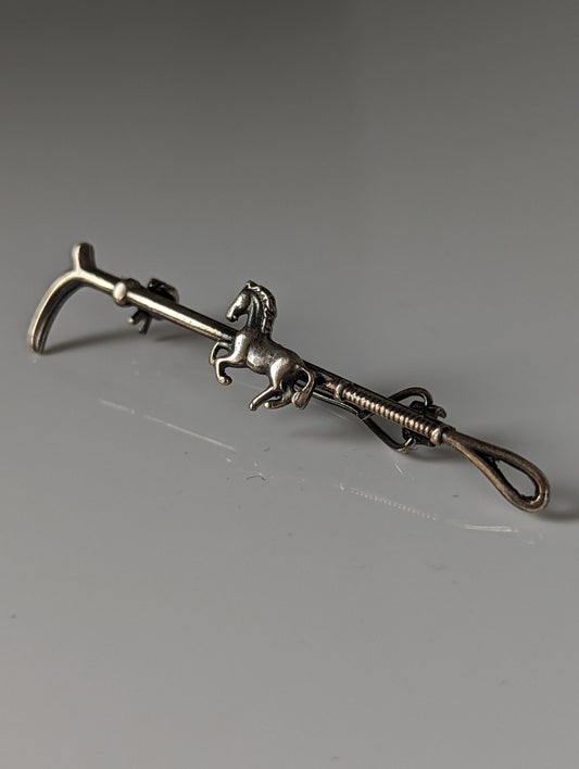 Silver Steed Running Horse Brooch / Stock Tie Pin