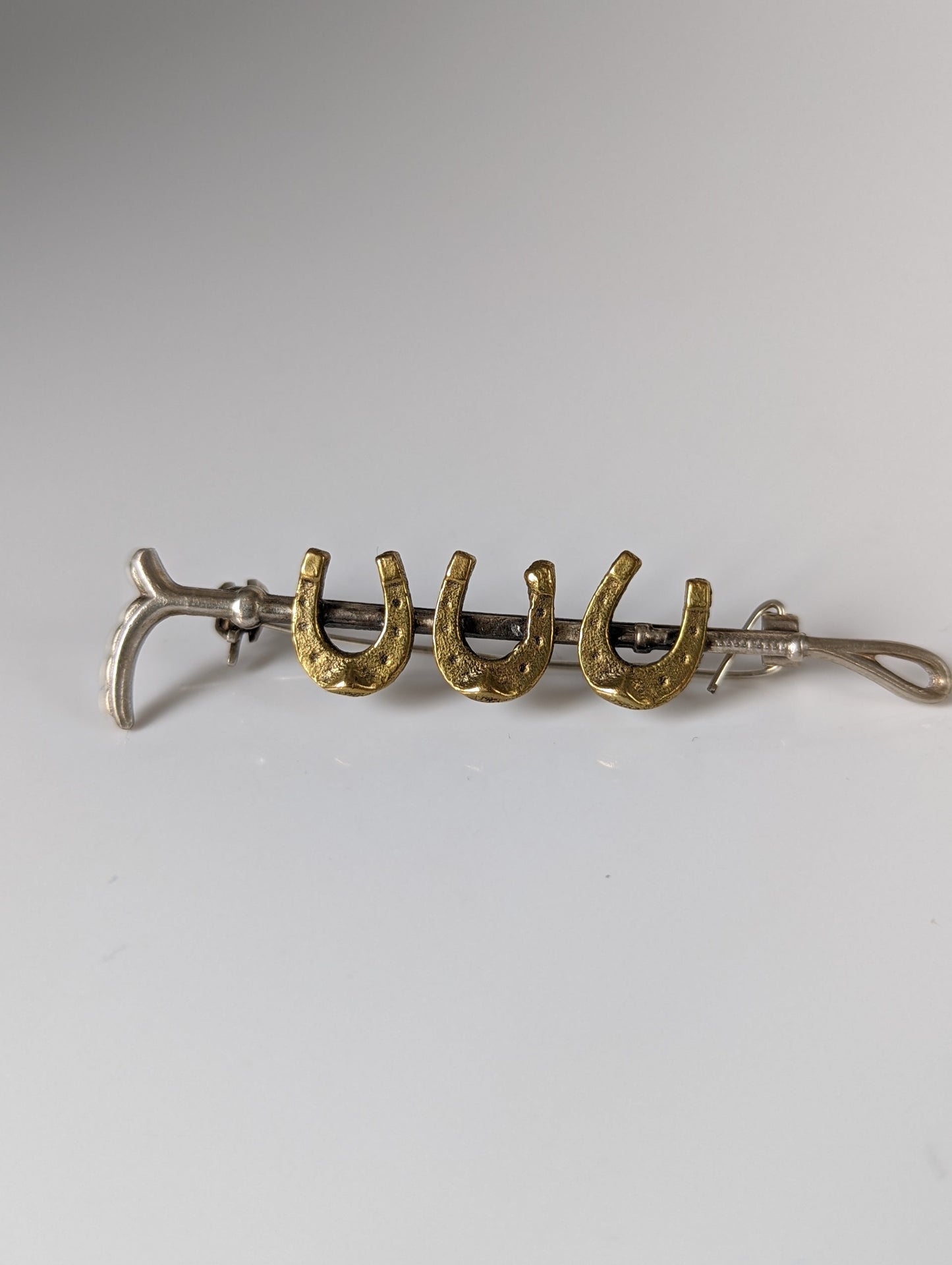 Silver Steed Triple Shoe & Cane Brooch / Stock Tie Pin