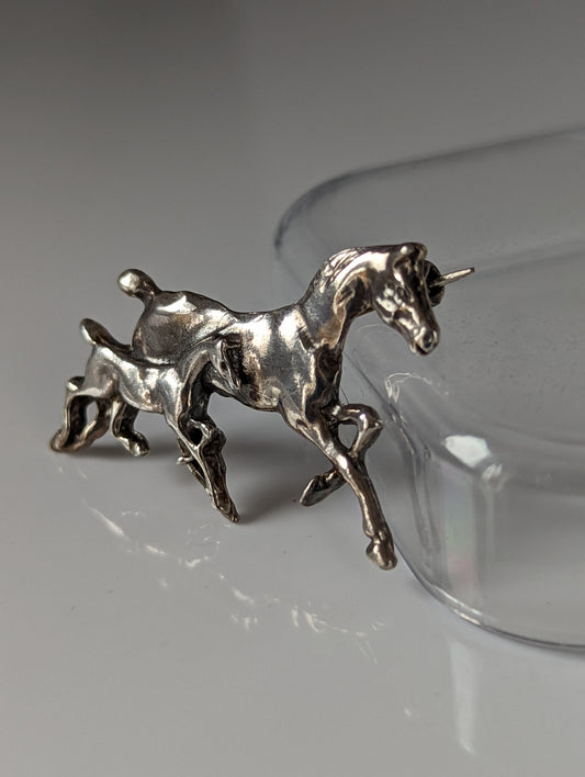 Silver Steed Brood Mare Brooch / Stock Tie Pin
