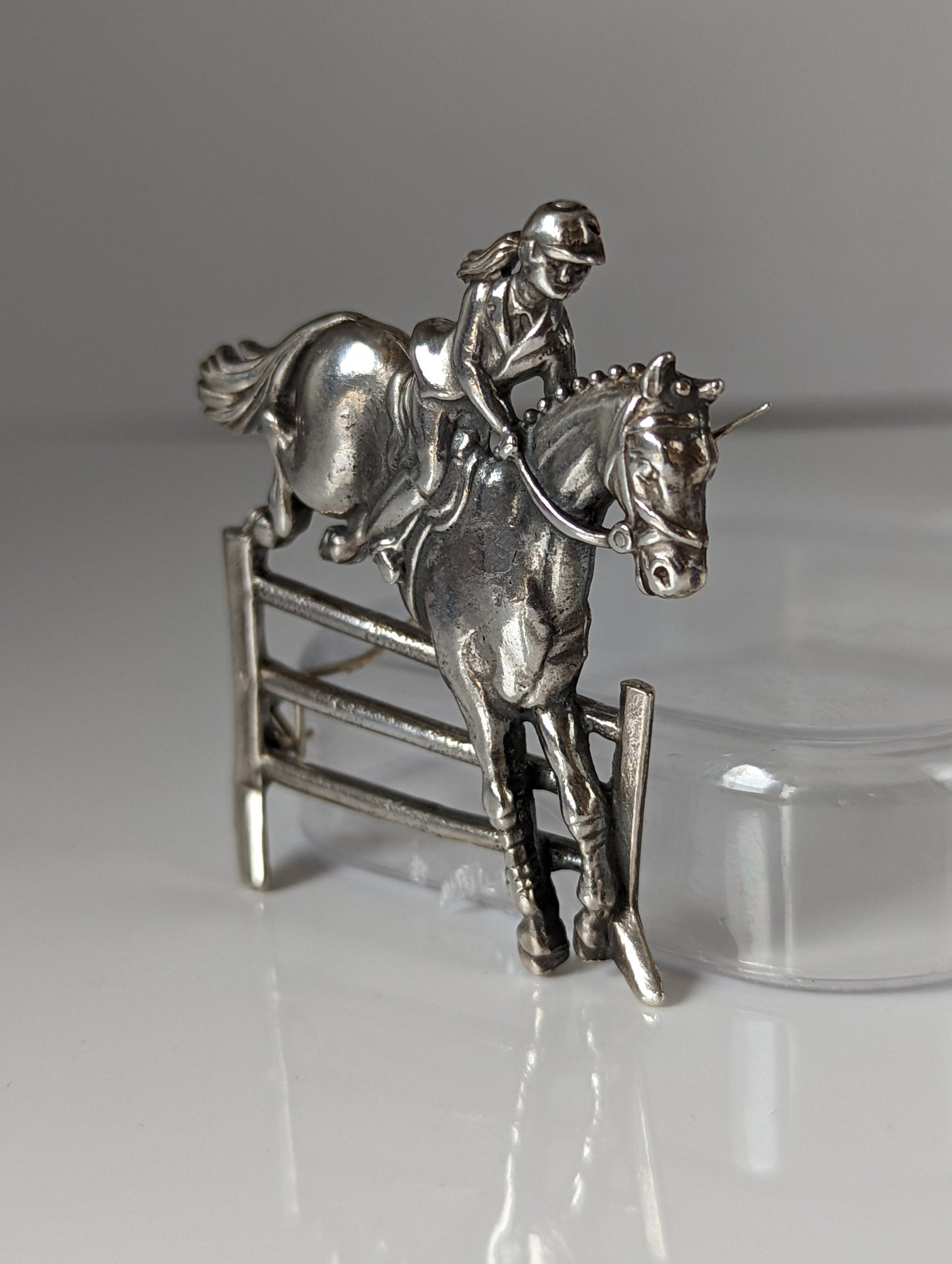 Silver Steed Triple Bar Jump, Show Jumping Brooch / Stock Tie Pin