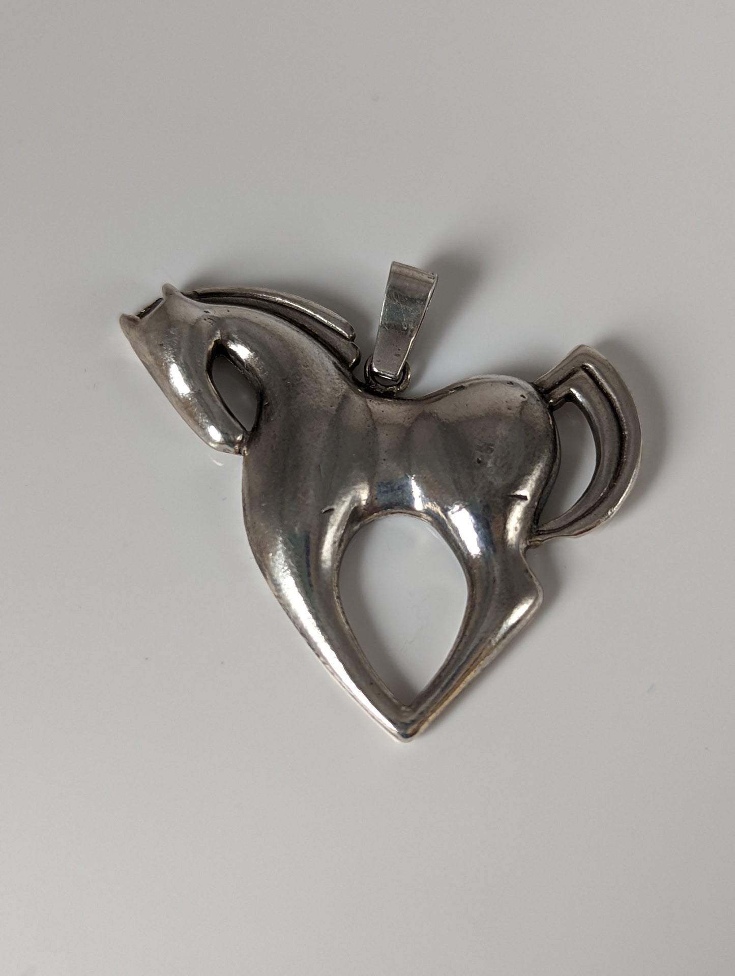 Silver Steed Simple Large Horse Silver Pendant