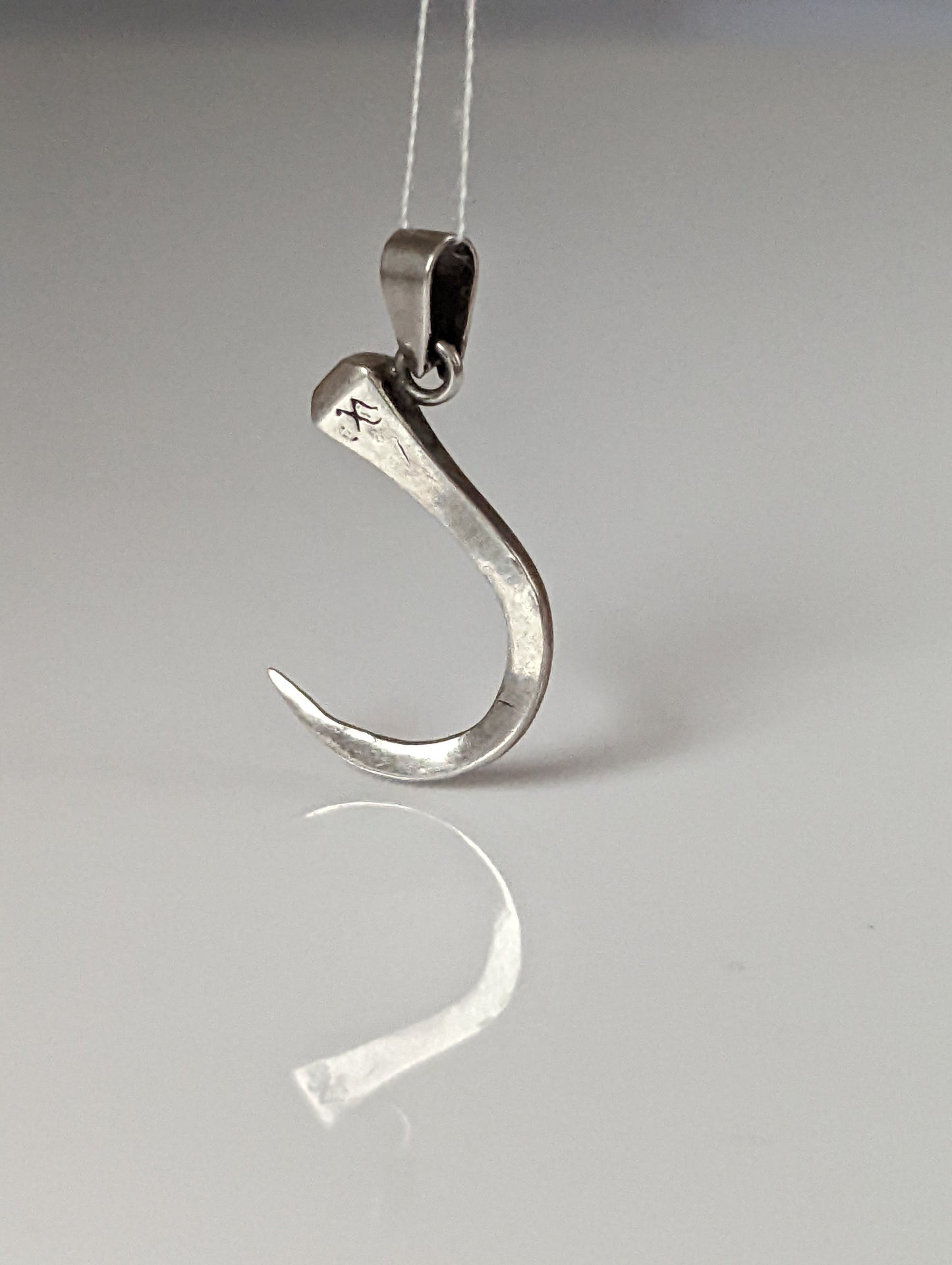 Silver Steed Curved Horseshoe Nail Silver Pendant