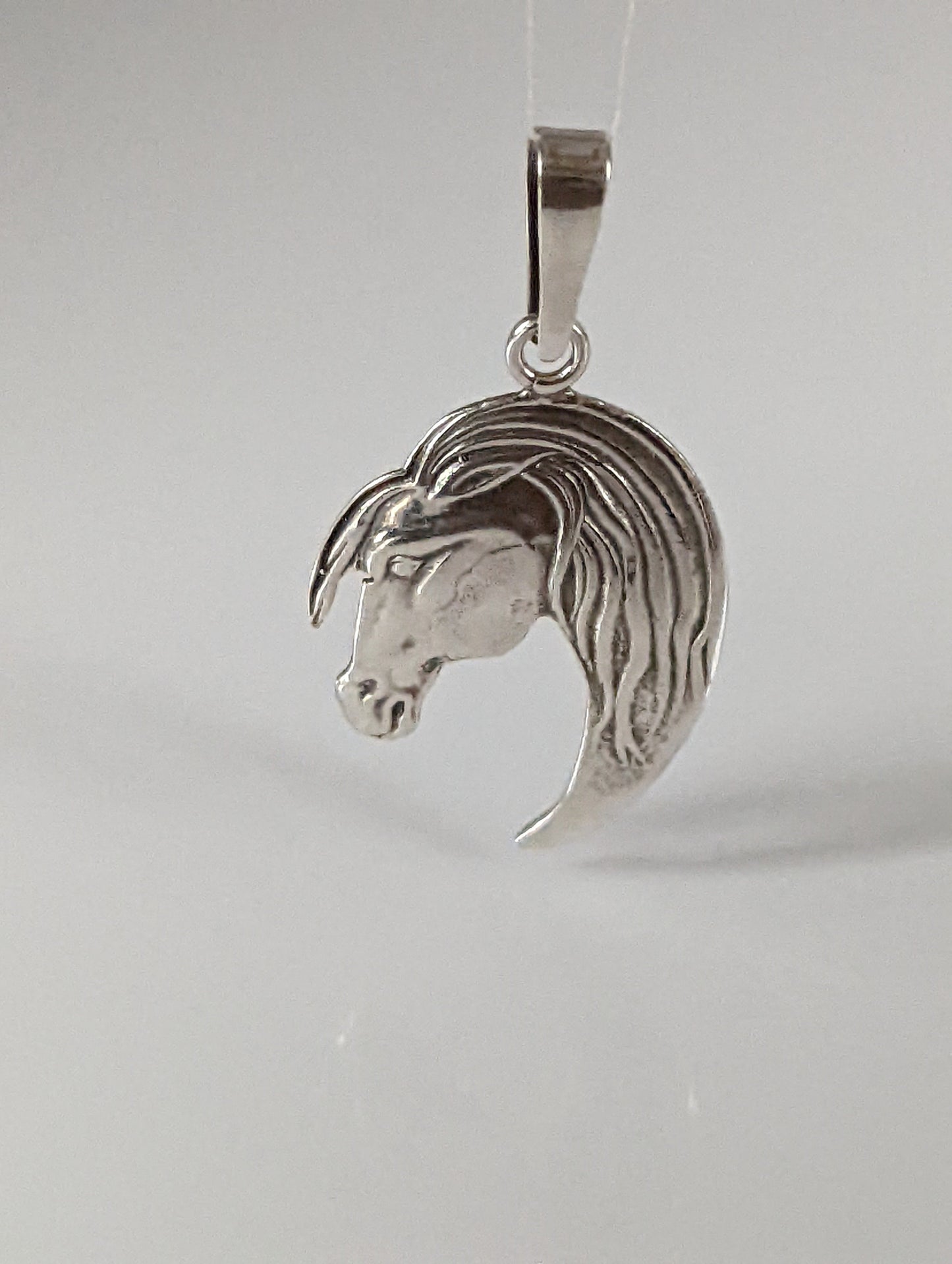 Silver Steed Long Mane Horse Head Silver Pendant