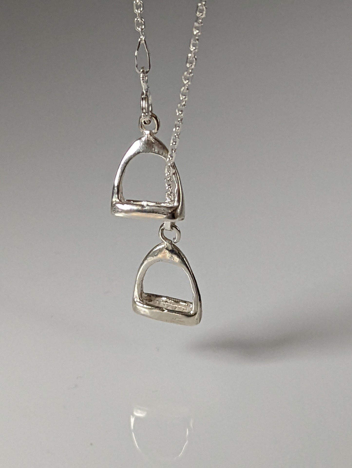 Silver Steed Thread Through Double Stirrup Silver Necklace