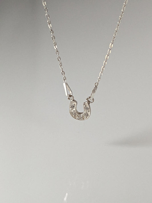 Silver Steed Crystal Horseshoe Necklace