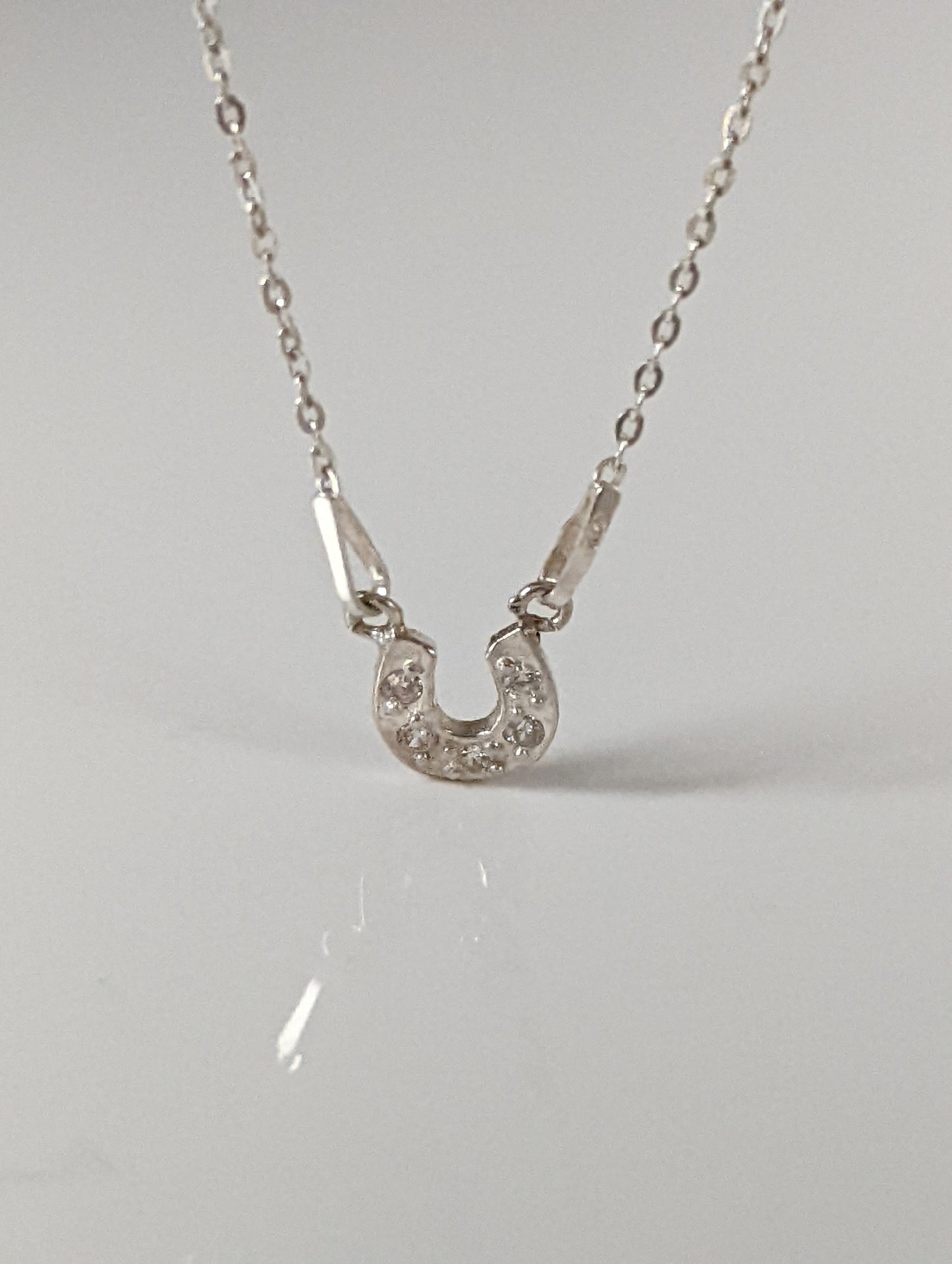 Silver Steed Crystal Horseshoe Necklace