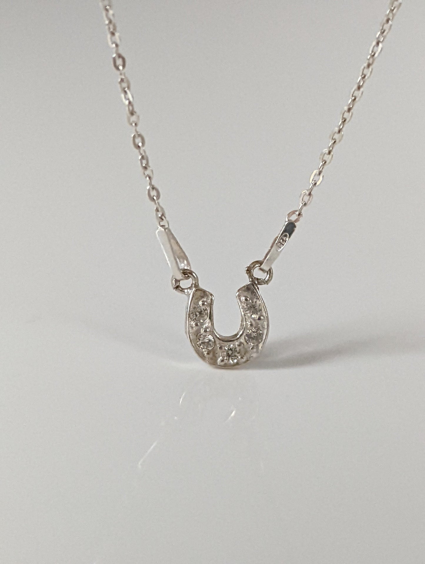 Silver Steed Crystal Horseshoe Necklace
