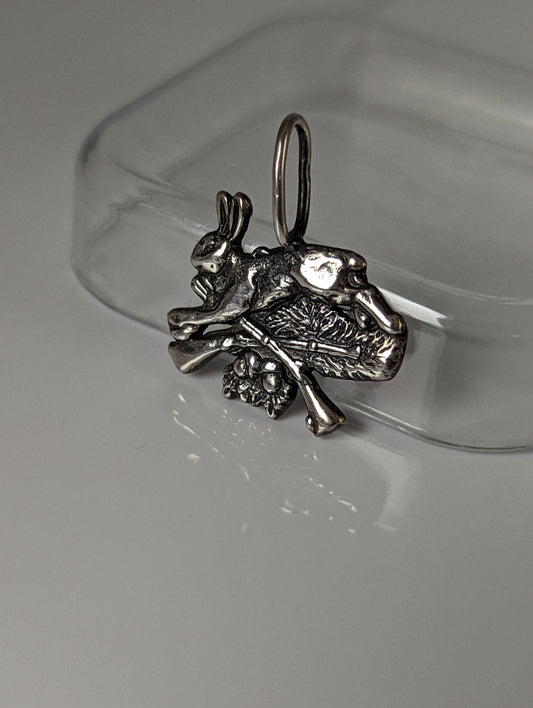 Silver Steed Rabbit Hunting Silver Pendant