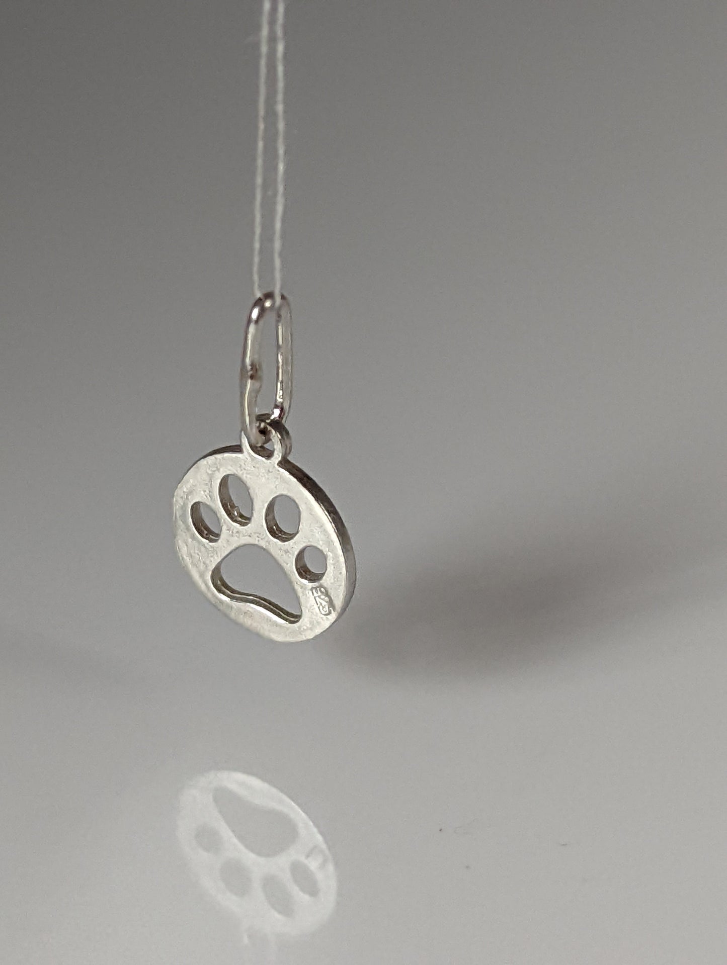 Silver Steed Round Paw Print Tag Silver Pendant
