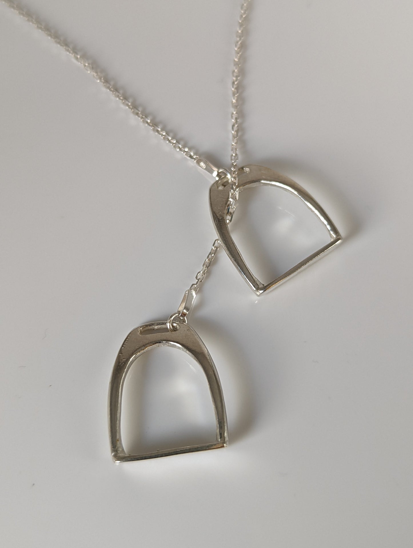 Silver Steed Two Stirrups Necklace