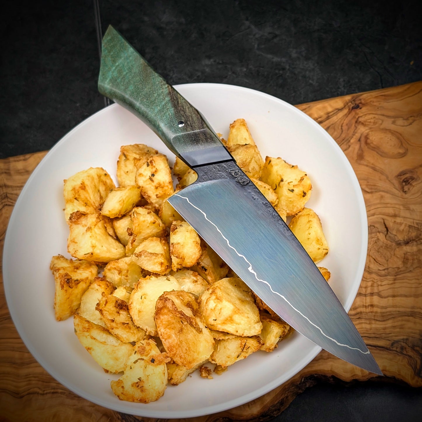 170mm Sea Blue Utility Knife | Handmade Kitchen Knives