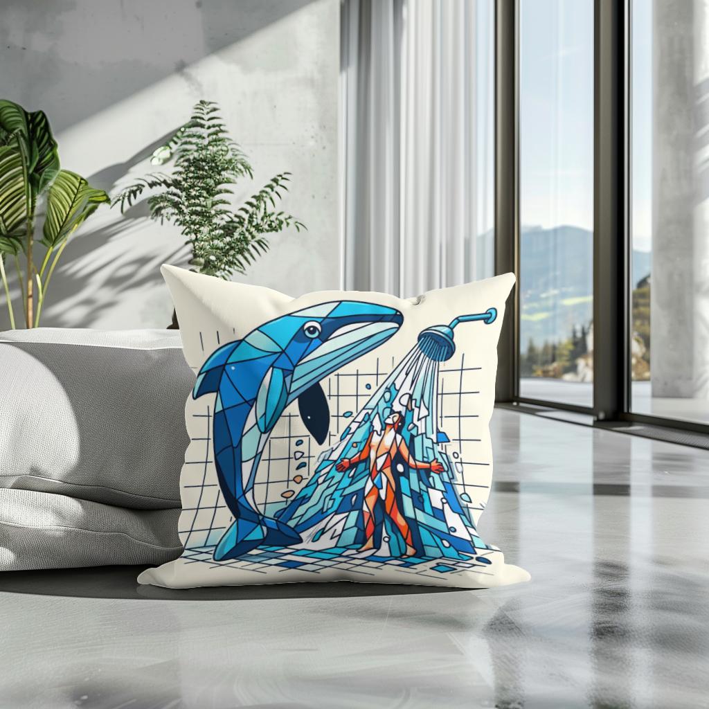 Whale of a Time Shower Cotton Cushion
