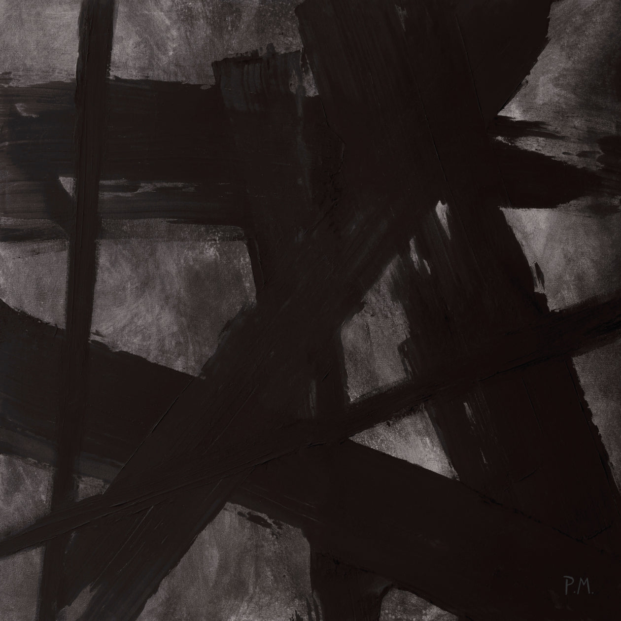 Noir II Square Framed Printed Canvas