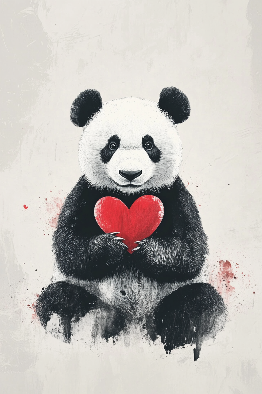 Panda Heart Canvas