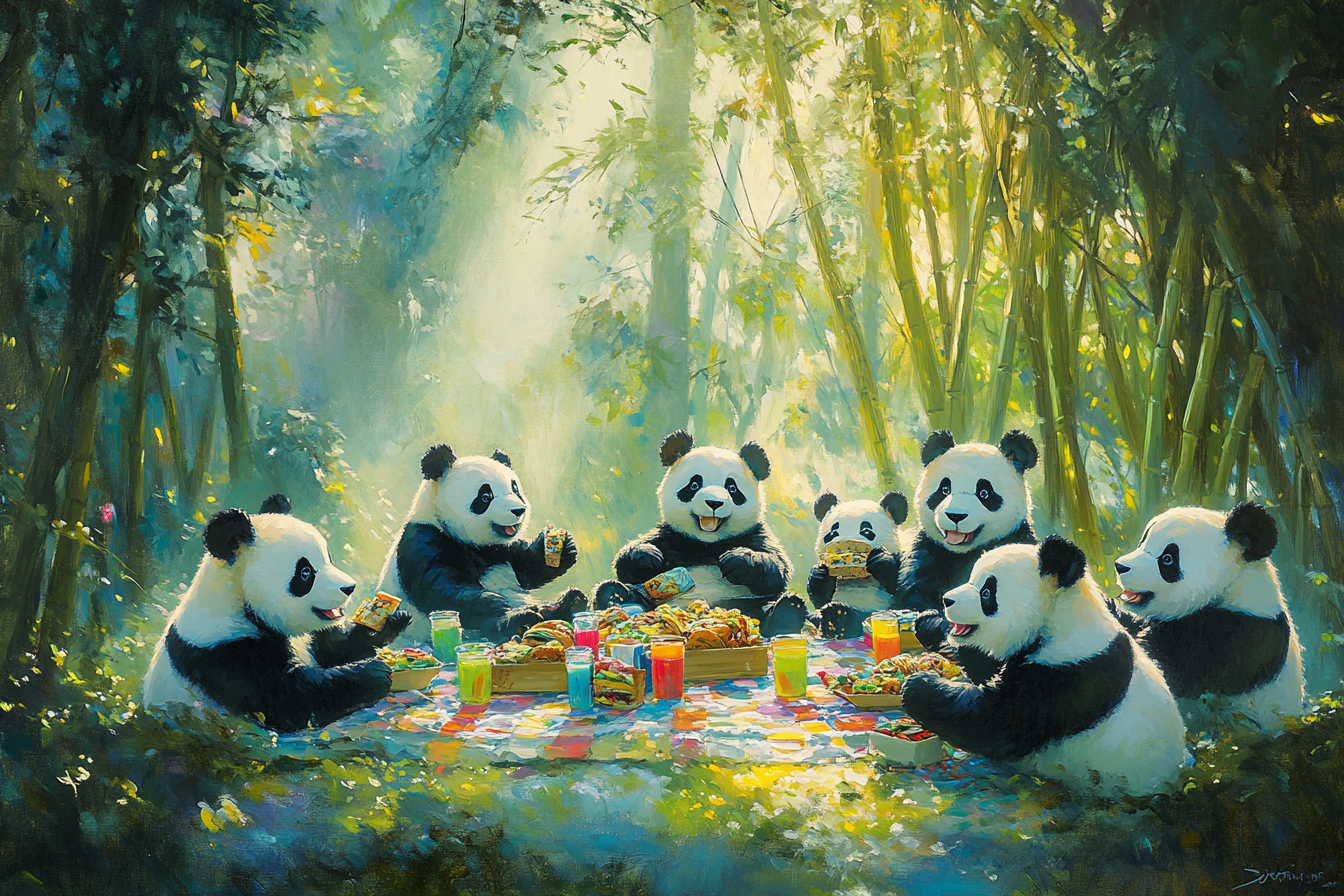 Panda Picnic Canvas