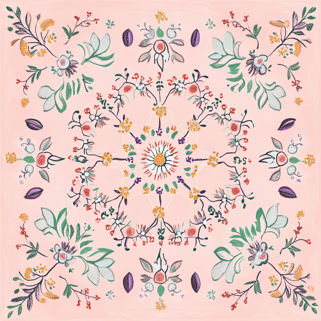 Pastel Folk Blossom Cotton Cushion