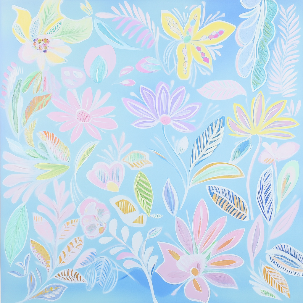 Pastel Folk Blossoms Cotton Cushion