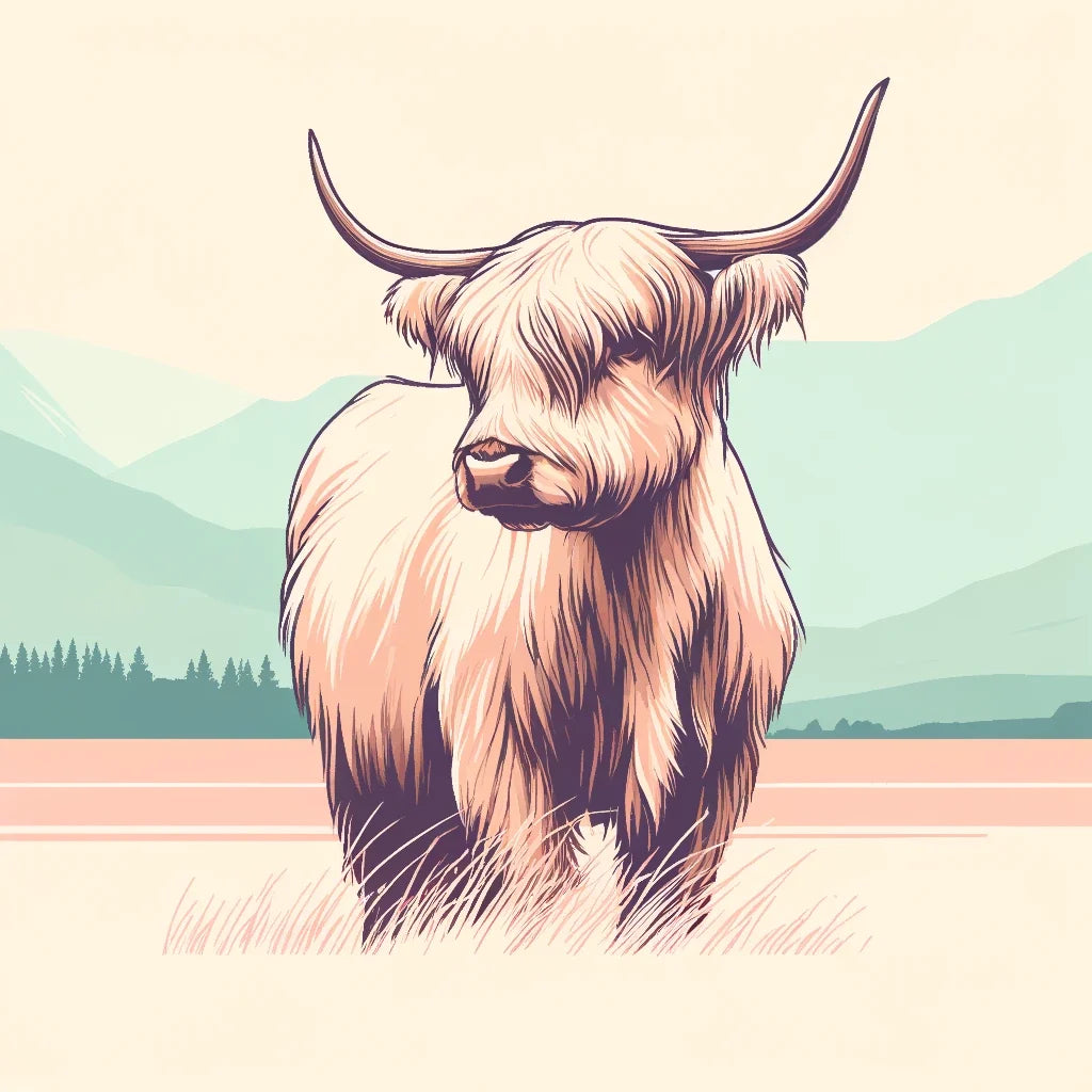Pastel Highland Cow Minimalism Cotton Cushion