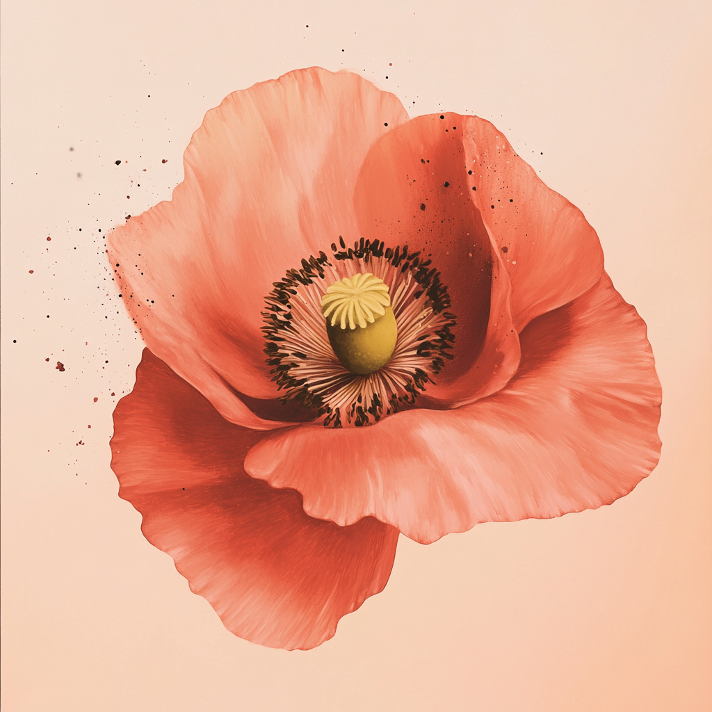 Pastel Red Poppy Cotton Cushion