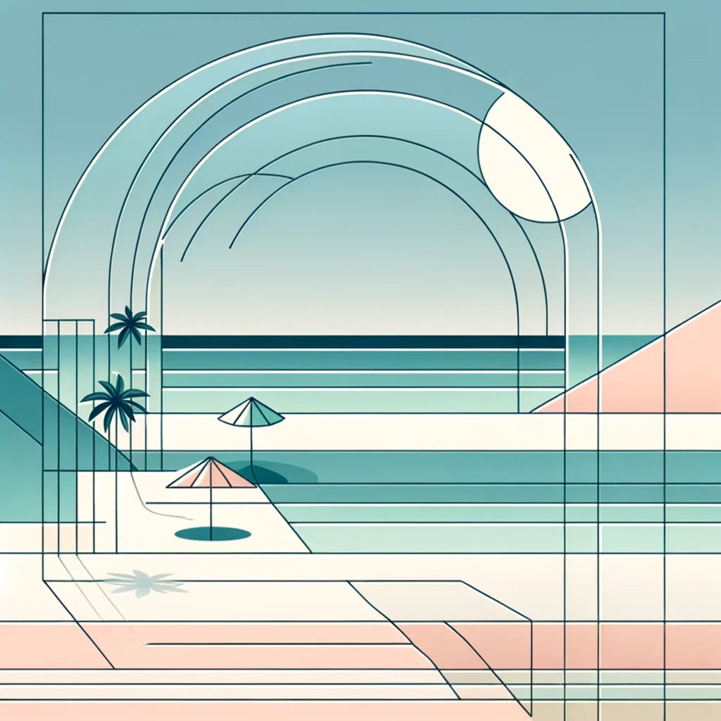 Pastel Shores: A Geometric Seaside Cotton Cushion