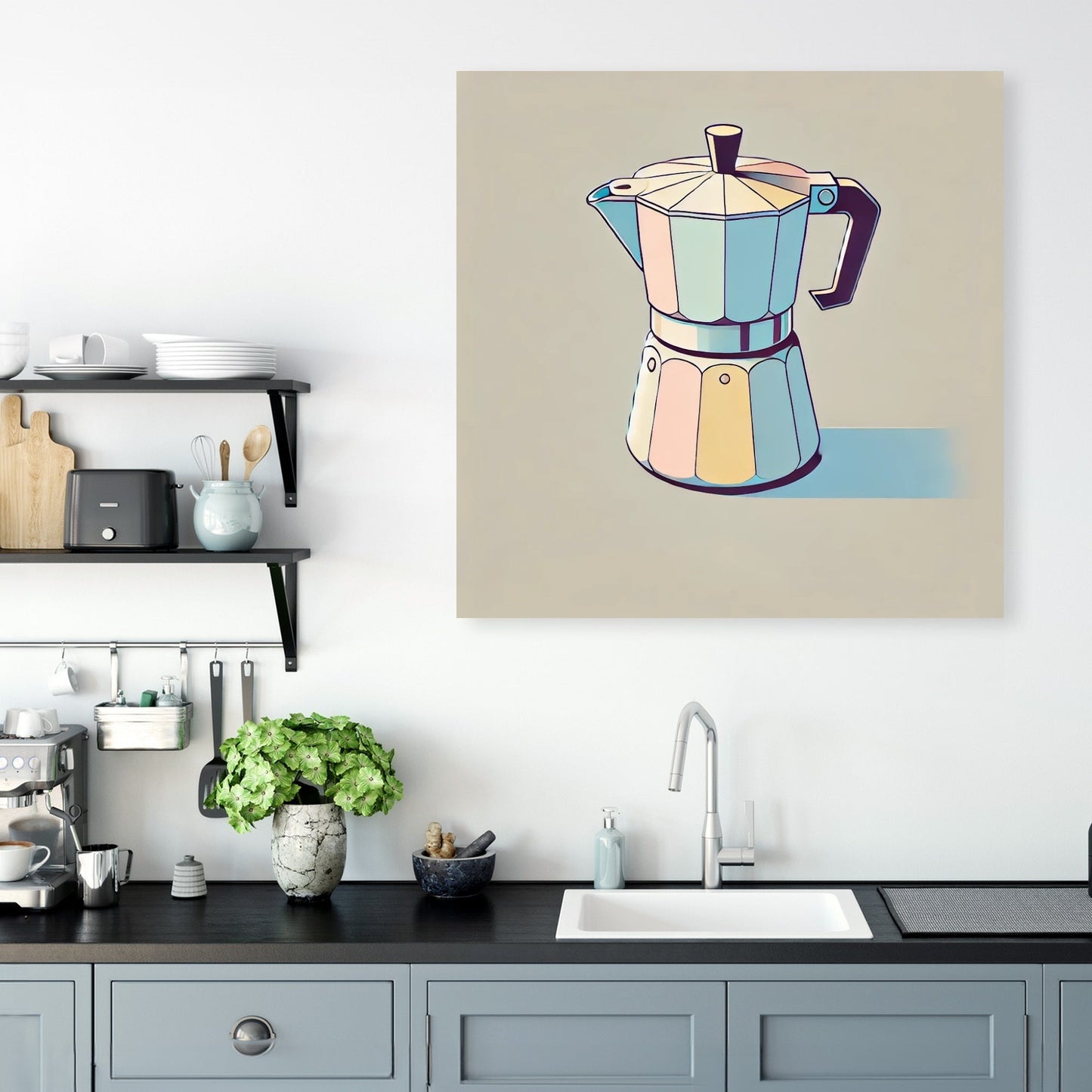 Pastel Cafetière Elegance Canvas