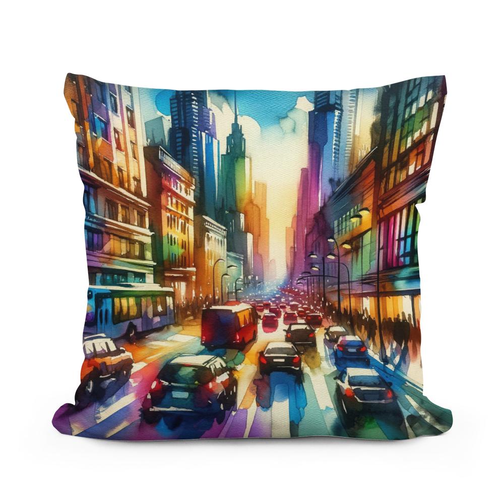Cityscape Vibrance Cotton Cushion