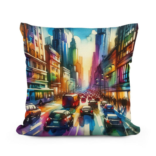Cityscape Vibrance Cotton Cushion