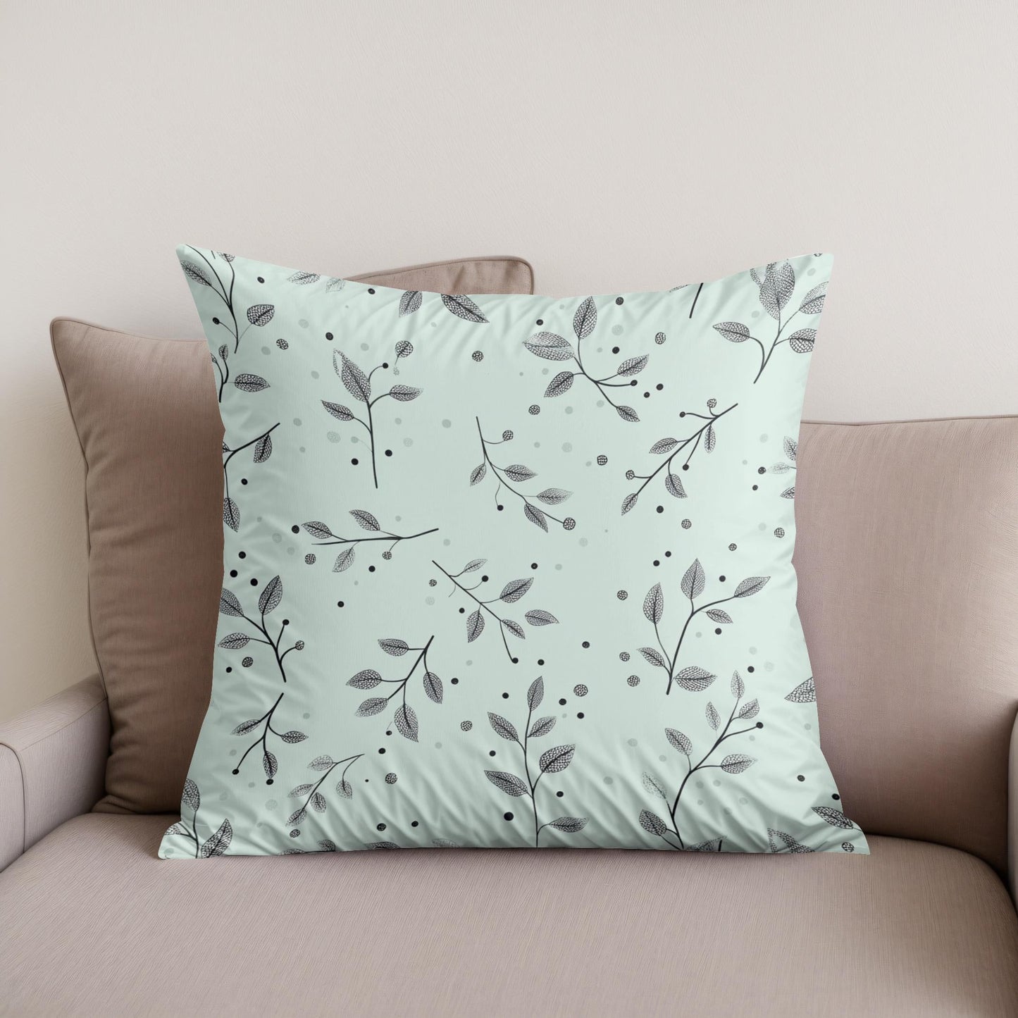 Mint Branches Cotton Cushion