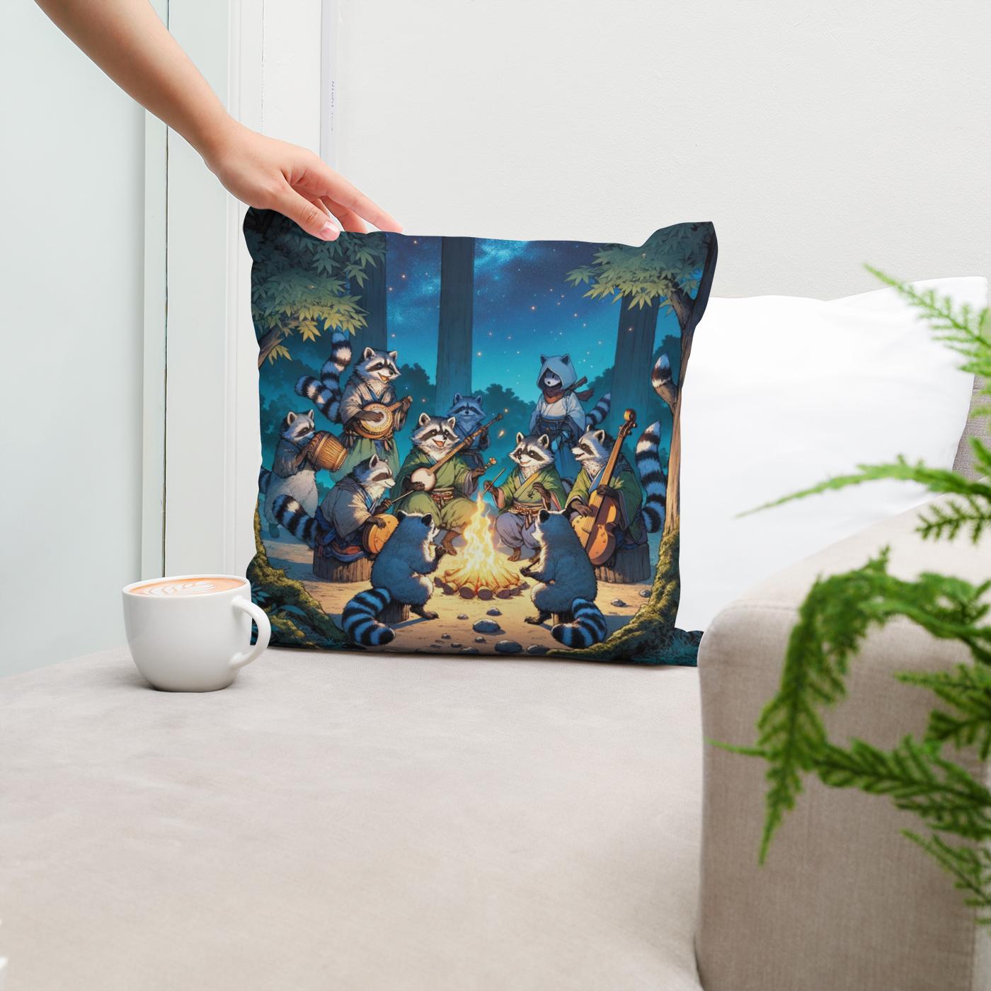 Enchanted Tanuki Festivity Cotton Cushion