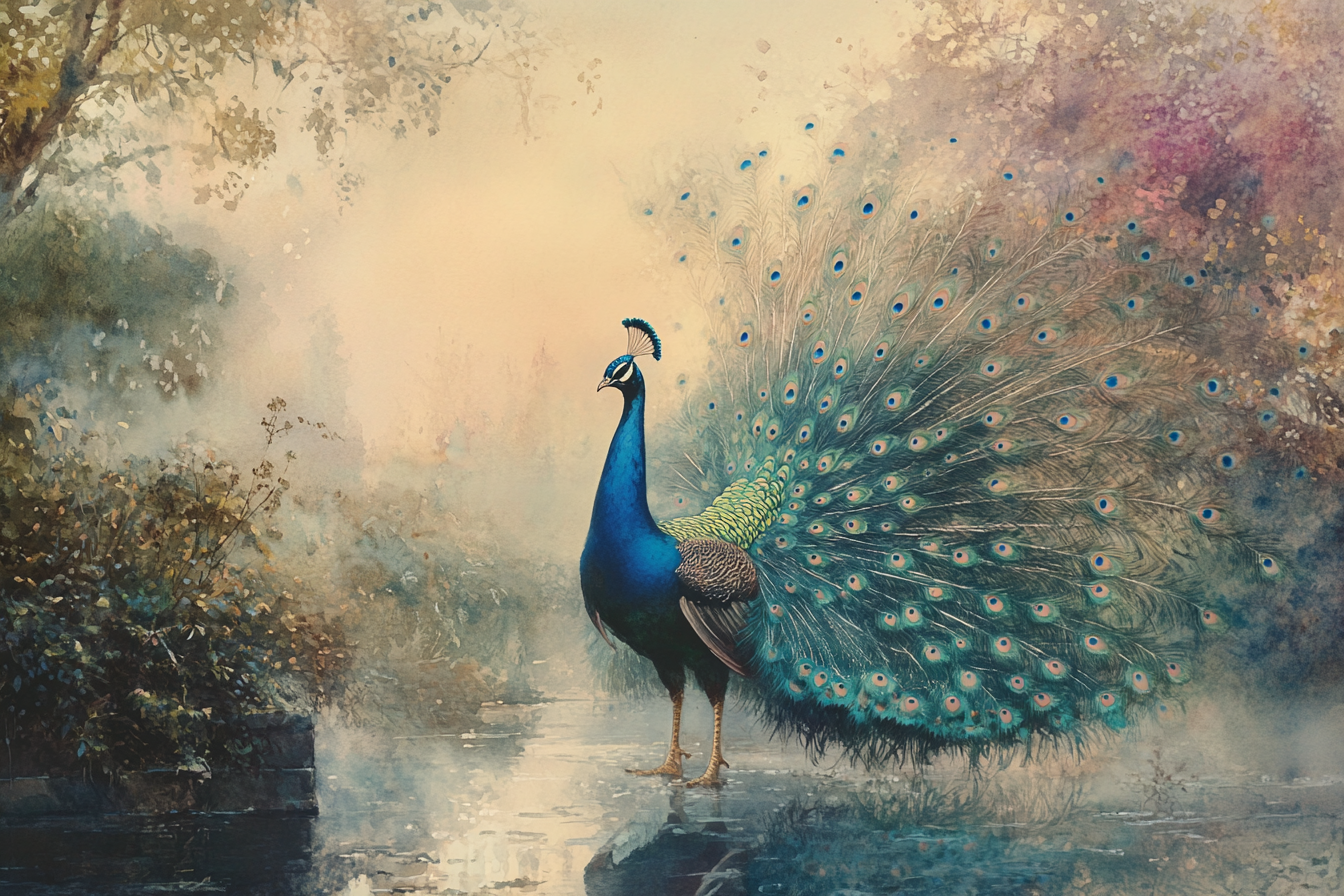 Peacock Tranquility Sunrise Blanket