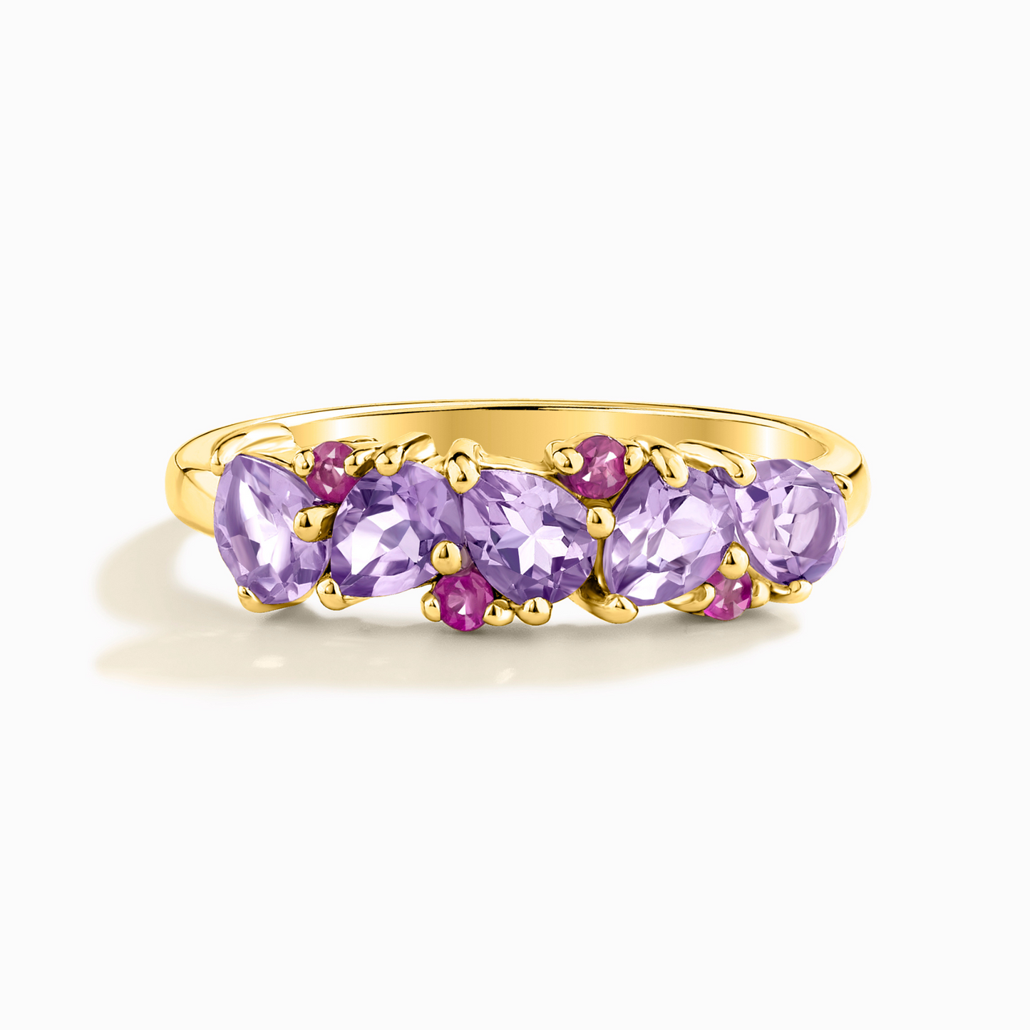 Pink Ruby & Amethyst Pear Cut Half Eternity Band in 18k Gold Vermeil