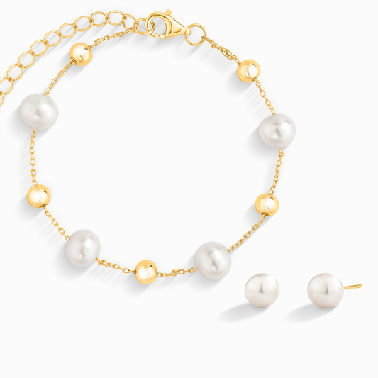 Pearl Everyday Jewellery Set in 18k Gold Vermeil