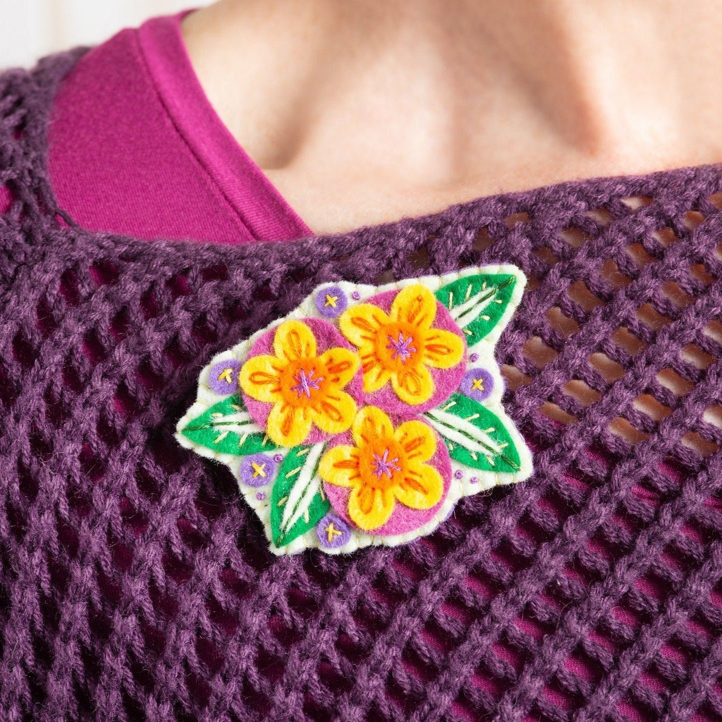 'Penelope' Flower Felt Craft Brooch Kit for Beginners