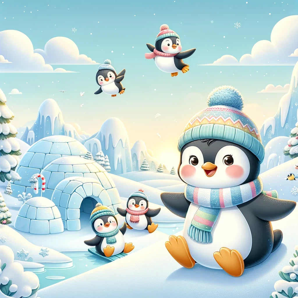Penguin Frolic Cotton Cushion